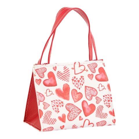 BORSETTA PLASTICA DECORO CUORI CM.13x8x11